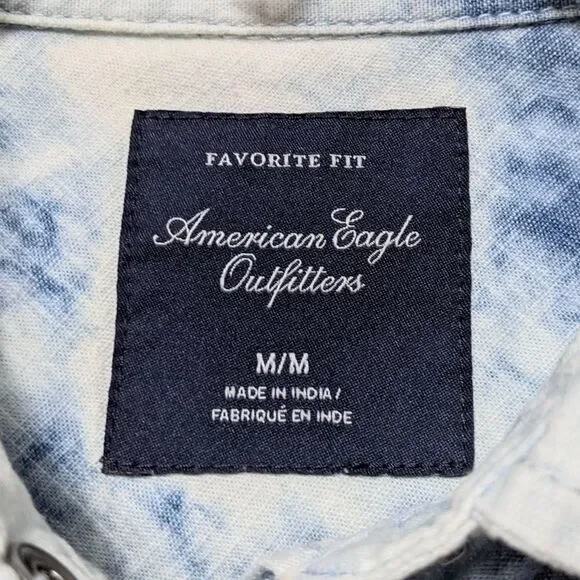 AEO Favorite Fit Acid Wash Snap Button Shirt M - Picture 5 of 8